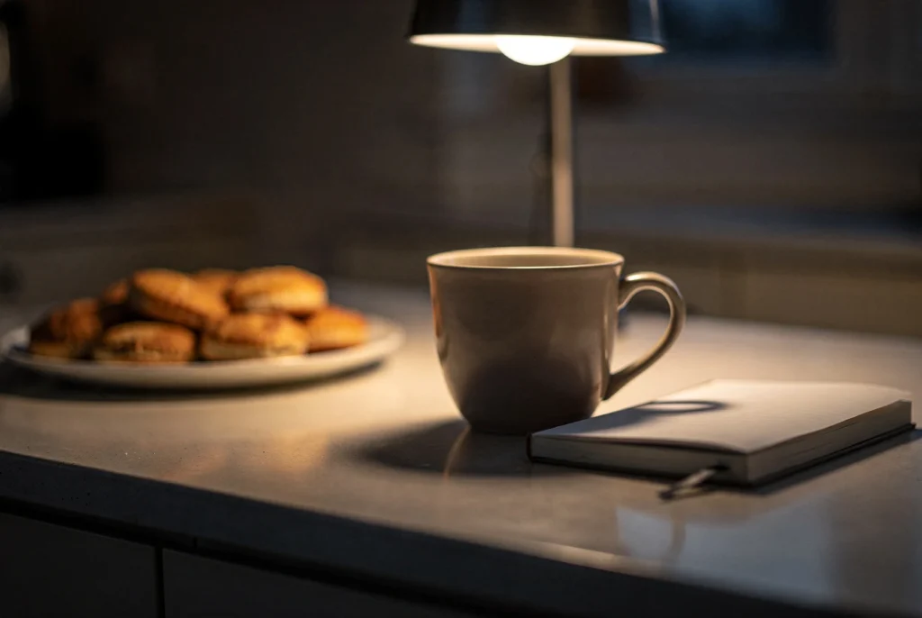 des aliments et un café posés sur une table